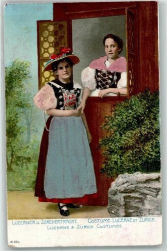 1908 Prägedruck Frauen mit echter Stoff Applikation AE 154