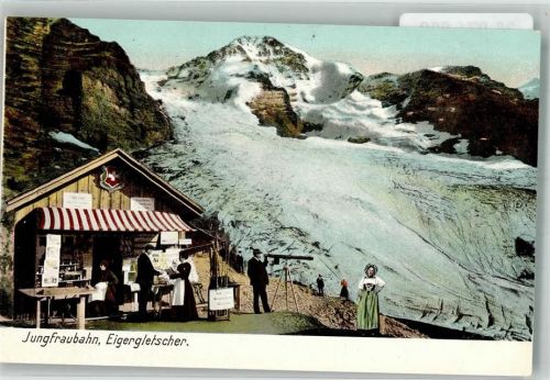 3823 Eigergletscher Foto AK Tracht Geschäft Kiosk Eigergletscher
