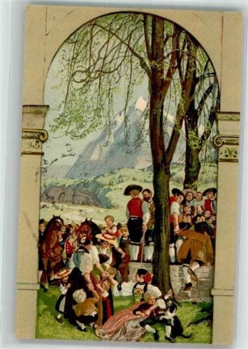 Ein schweizer Dorffest 1. August Für unsere Soldaten Bundesfeier Ganzsachen Schweiz 1918 Künstlerkarte