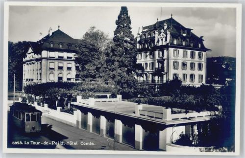 1814 La Tour-de-Peilz - Hotel Comte, Straßenbahn