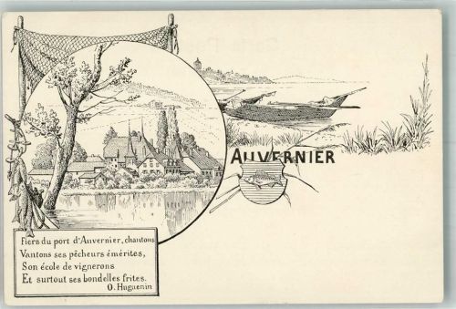 2012 Auvernier Künstlerkarte Fischerboot