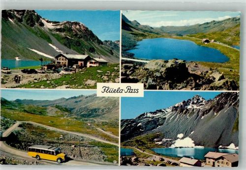 Flüelapass Postbus Hospiz Gasthaus Schottensee Postkutsche Schweiz Foto AK