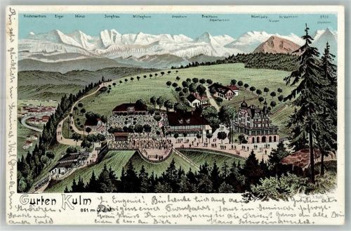 Gurten Kulm 1902 Lithographie Hotel Gasthaus
