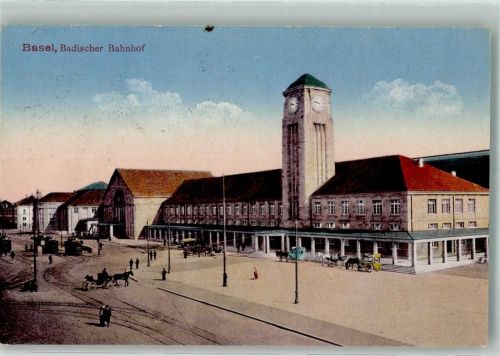 Basel Bâle Badischer Bahnhof Bahnhof Schweiz 1921 Foto AK