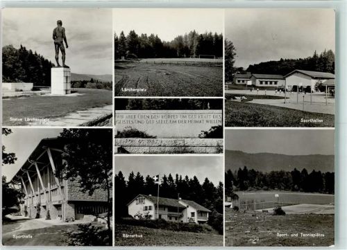 2532 Magglingen Macolin - Eidg. Turn und Sportschule Statue Lärchenplatz Bärnerhus Sporthallen Tennisplätze