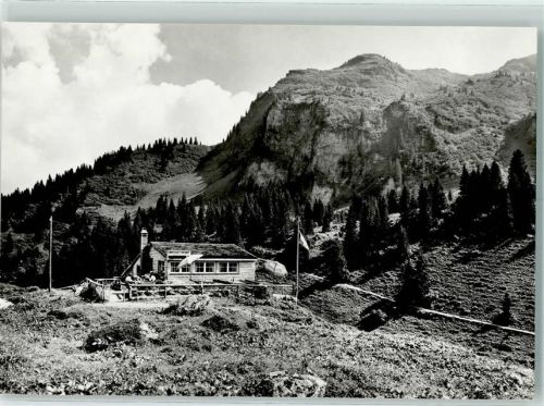 Bösbächialp 1958 - Gasthaus Bächialp mit Kneugrat AK