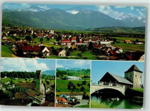 8730 Uznach Foto AK Foto Gross Kirche St. Otmarsberg Schloss Grynau