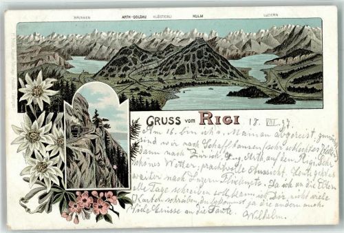 6410 Goldau 1897 Lithographie Brunnen Arth Klösterli Kulm Luzern Rigibahn