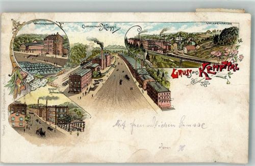 8307 Oberkempttal Effretikon 1900 Gebrauchsspuren Fabrik Maggi Gasthaus zur Haffnermühle Lithographie Bahnpost Zug 9