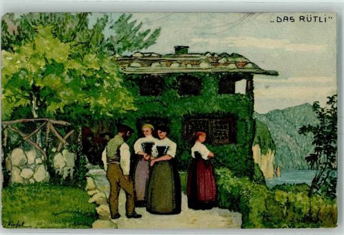 6441 Rütli 1913 Künstlerkarte Bundesfeier Postkarte Gegen die Tuberkulose Sign. Niefel