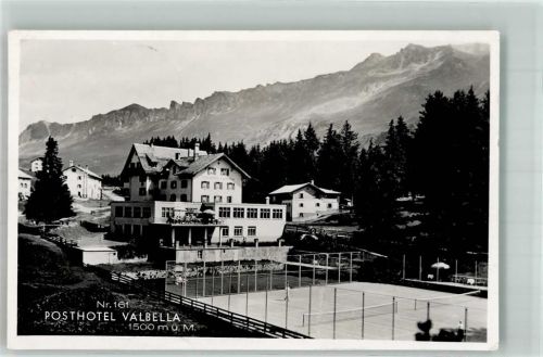 7077 Valbella 1944 Foto AK Tennis Post-Hotel