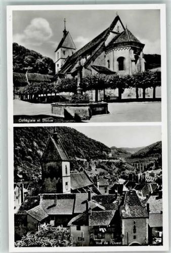 2882 St-Ursanne - J.B. Collegiale et Statue Vue de l'Ouest