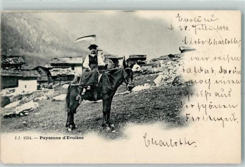 1983 Evolène 1899 - Paysanne d'Evolene Bauer zu Pferd