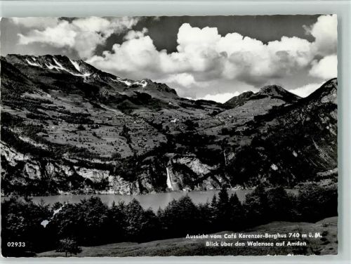 8757 Filzbach - Aussicht vom Cafe Kerenzer.Berghus Blick über den Walensee auf Amden