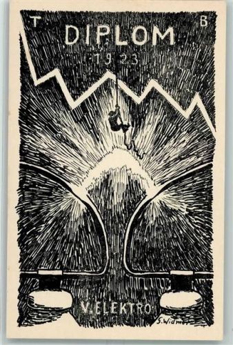 Künstlerkarte Diplom 1923 sign. S. Widmer AK