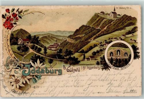 9534 Iddaburg 1903 Lithographie Lourdes Grotte Edelweiss
