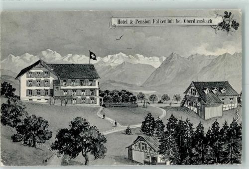 3672 Oberdiessbach 1909 Gebrauchsspuren Hotel Pension Falkenfluh