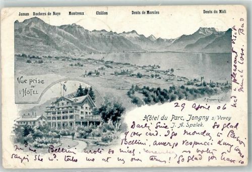 1805 Jongny 1906 Gebrauchsspuren Hotel du Parc sign.