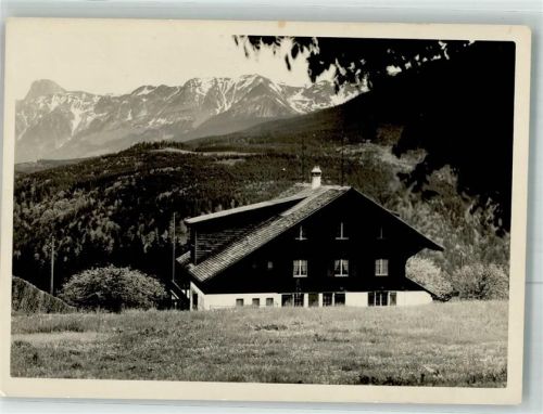 3132 Riggisberg Foto AK Pension Ferienheim Gibelegg Hüttenstempel