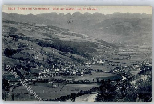 9620 Lichtensteig - Blick auf Wattwil, Churfirsten