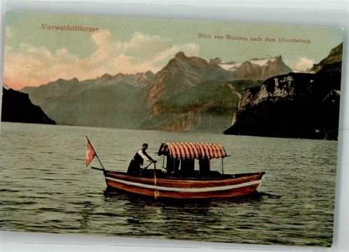 6440 Brunnen 1907 Foto AK Vierwaldstätter See Ruderboot Urirothstock