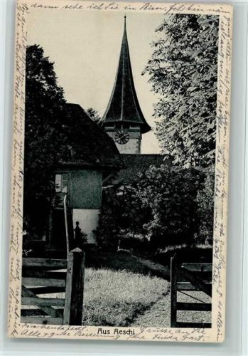 3703 Aeschi b. Spiez - Dorfhäuser Kirchturmspitze