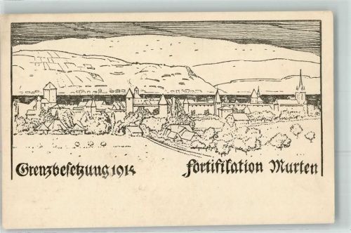 3280 Murten Morat 1914 Künstlerkarte Grenzbesetzung Fortifitation