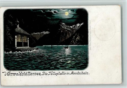 6440 Vierwaldstättersee Lithographie / Mondschein Verlag Gebr. Metz 6204