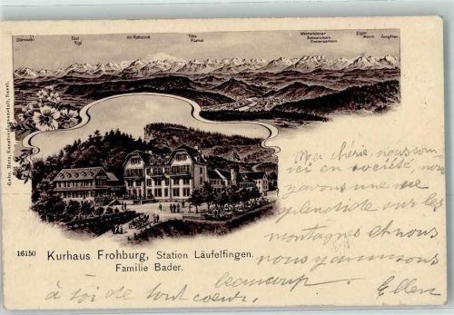 4448 Läufelfingen 1902 Lithographie Kurhaus Frohburg Familie Bader