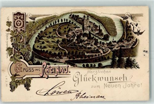 8462 Rheinau 1897 Gebrauchsspuren Neujahr Lithographie