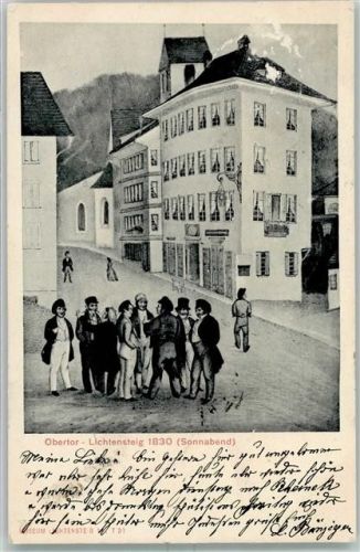 9620 Lichtensteig 1902 Gebrauchsspuren Obertor 1830 Sonnabend Lithographie