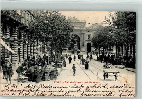 8000 Zürich 1903 - Bahnhofstrasse und Bahnhof Tram