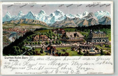 Gurten Kulm 1904 Künstlerkarte sign C. Steinmann