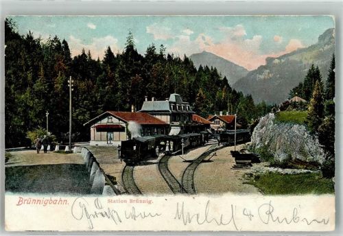 3860 Brünig 1907 Foto AK Bahnhof Eisenbahn Brünnigbahn
