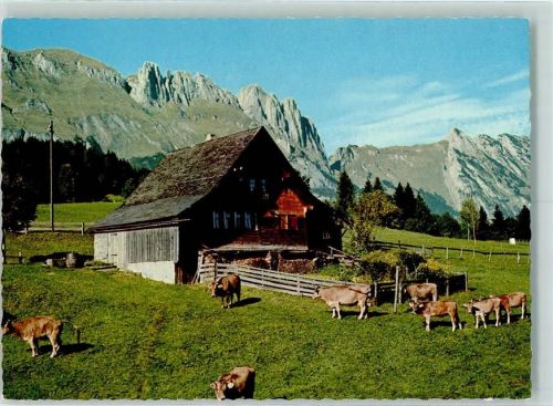 Bergheimet am Gamserberg gegen den Alpstein mt Mutschen Kreuzberge Saxerlücke und Ambos