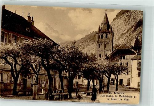 1890 St-Maurice 1907 - Dent du Midi Kathedrale Marktplatz