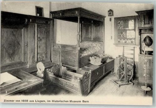 3000 Bern Berne - Zimmer aus Liegerz 1658 Spinnrad Historisches Museum Wiege