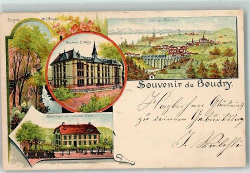 2017 Boudry 1899 Lithographie Neue Schule Junge Männer Pensionnat