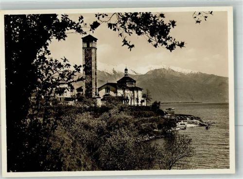 6614 Brissago Foto AK Hotel Brenscino Kirche della Madonna di Ponte
