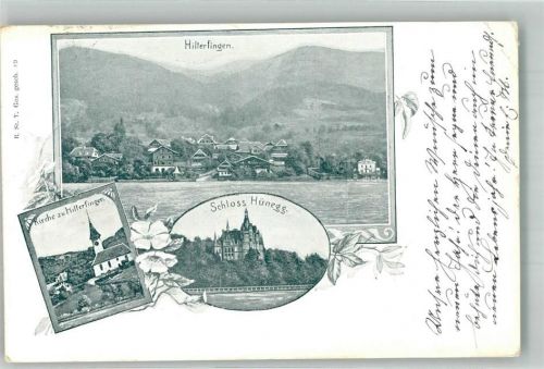 3652 Hilterfingen 1901 Gebrauchsspuren Schloss Hünegg Kirche