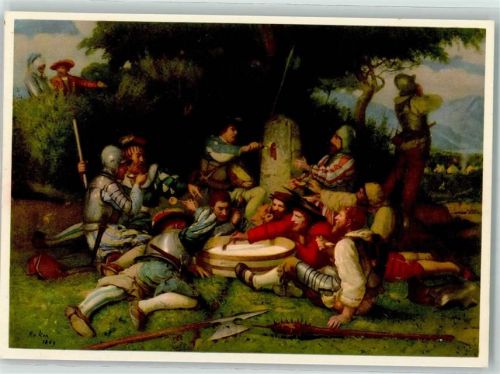 sign. Albert Anker Kappeler Milchsuppe Mittelalter AK Bundesfeier / Pro Patria Schweiz 1952 Künstlerkarte