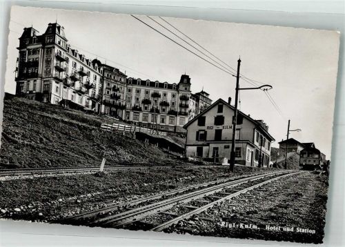 6410 Rigi Kulm 1945 Foto AK Bahnhof Zahnradbahn Hotel