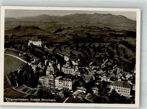 6313 Menzingen 1936 Foto AK Fliegeraufnahme Institut Spende
