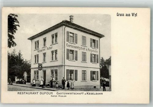 9500 Wil SG 1910 Foto AK Gasthaus Dufour Kegelbahn