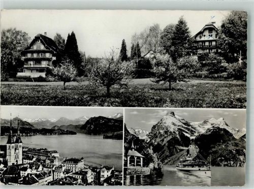 6045 Meggen 1962 Gebrauchsspuren Dampfschiff Pension Sonnrain
