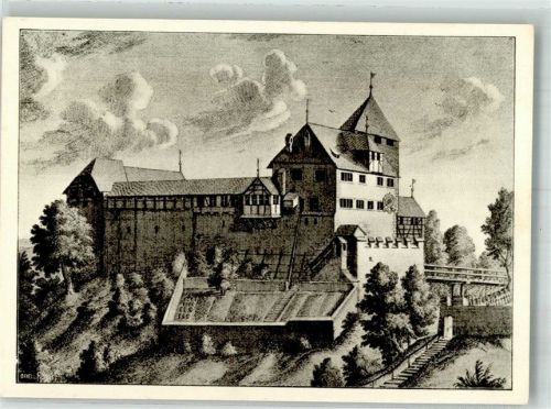 8627 Grüningen 1938 Foto AK Schloss Grüningen nach sign. Strickler, G. 900 Jahrfeier