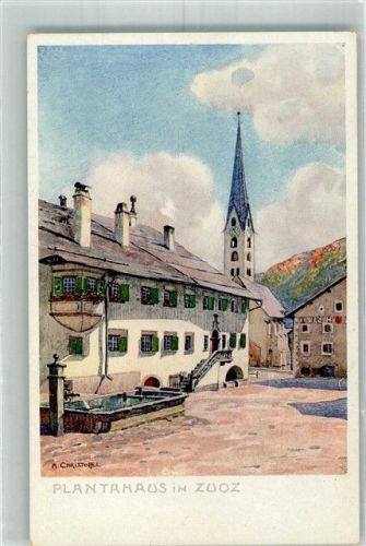 7524 Zuoz Künstlerkarte sign. Christoffel,A. Plantahaus