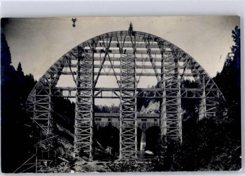 9064 Hundwil 1924 - Baustelle Lehrgerüst Hundwilertobel-Brücke
