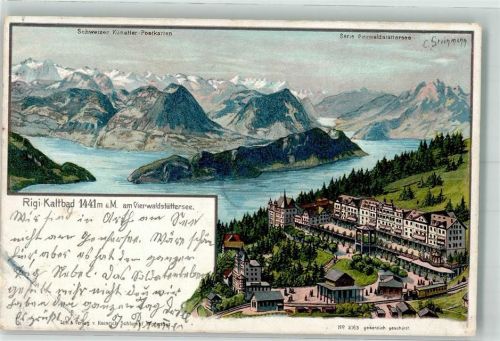 6356 Rigi Kaltbad Lithographie / Künstlerkarte sign Steinmann C. Schweizer Künstlerpostkarten Serie Vierwaldstättersee Feldpost Landsturm Bataillon I/73 Verlag Schlumpf Nr 2163