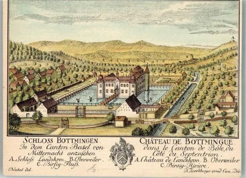 4103 Bottmingen Gebrauchsspuren Schloss Lithographie